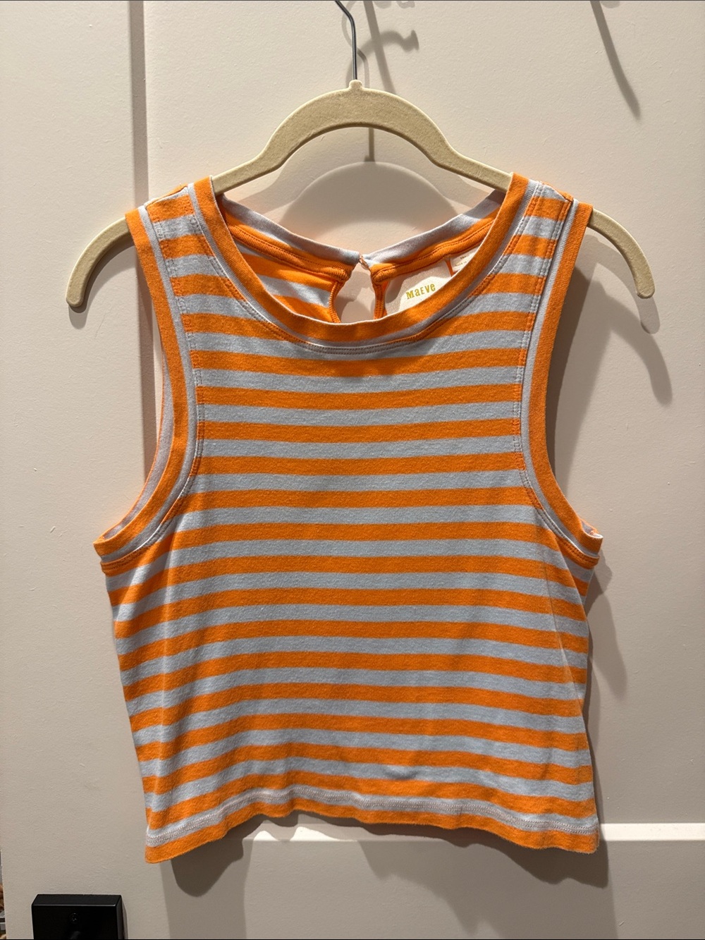 Maeve Orange & Light Blue Striped Cropped Tank